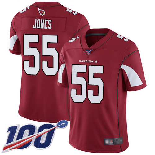Cardinals #55 Chandler Jones Red Team Color Youth Stitched Football 100th Season Vapor Limited Jersey