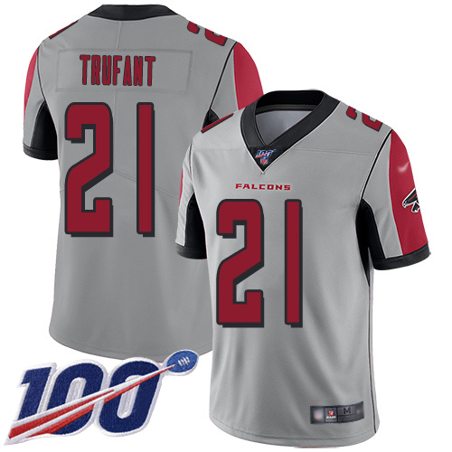 Falcons #21 Desmond Trufant Silver Youth Stitched Football Limited Inverted Legend 100th Season Jersey