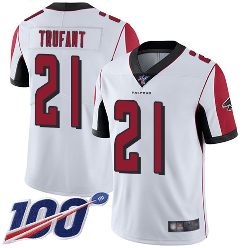 Falcons #21 Desmond Trufant White Youth Stitched Football 100th Season Vapor Limited Jersey