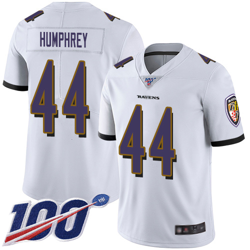 Ravens #44 Marlon Humphrey White Youth Stitched Football 100th Season Vapor Limited Jersey