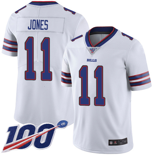 Bills #11 Zay Jones White Youth Stitched Football 100th Season Vapor Limited Jersey
