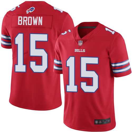 Bills #15 John Brown Red Youth Stitched Football Limited Rush Jersey