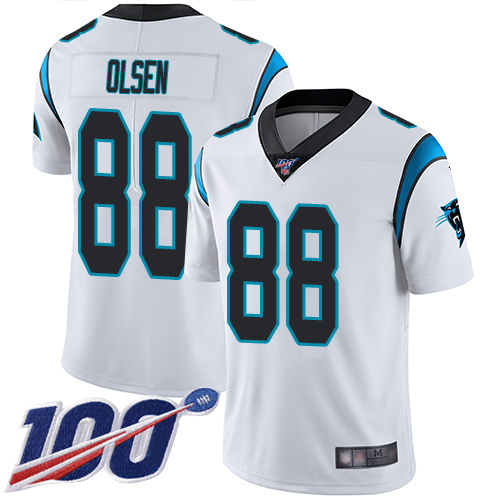 Panthers #88 Greg Olsen White Youth Stitched Football 100th Season Vapor Limited Jersey