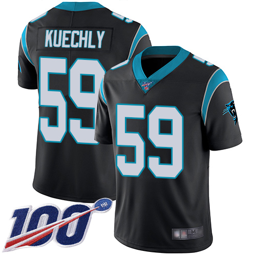 Panthers #59 Luke Kuechly Black Team Color Youth Stitched Football 100th Season Vapor Limited Jersey