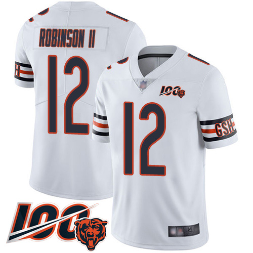 Bears #12 Allen Robinson II White Youth Stitched Football 100th Season Vapor Limited Jersey