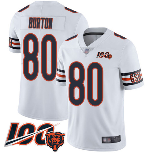 Bears #80 Trey Burton White Youth Stitched Football 100th Season Vapor Limited Jersey