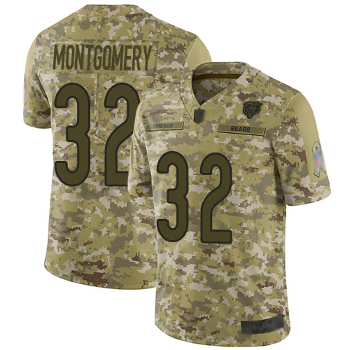 Bears #32 David Montgomery Camo Youth Stitched Football Limited 2018 Salute to Service Jersey