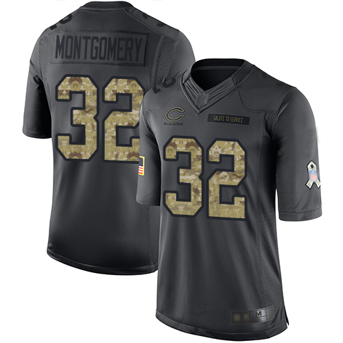 Bears #32 David Montgomery Black Youth Stitched Football Limited 2016 Salute to Service Jersey