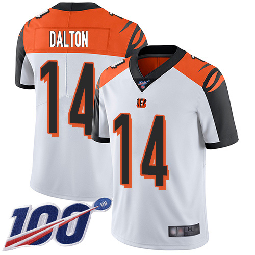 Bengals #14 Andy Dalton White Youth Stitched Football 100th Season Vapor Limited Jersey