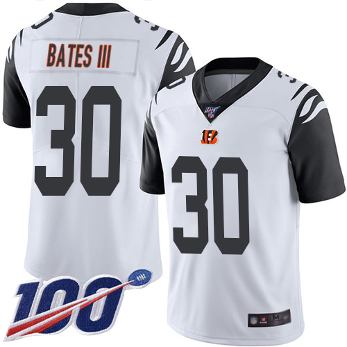 Bengals #30 Jessie Bates III White Youth Stitched Football Limited Rush 100th Season Jersey