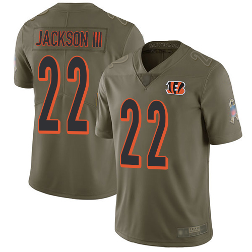 Bengals #22 William Jackson III Olive Youth Stitched Football Limited 2017 Salute to Service Jersey