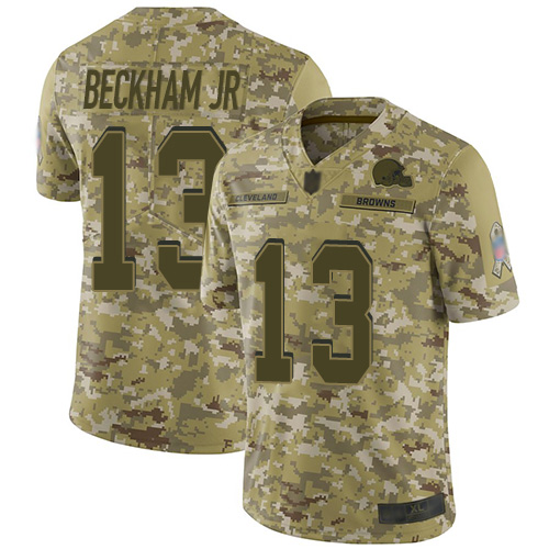 Nike Browns #13 Odell Beckham Jr Camo Youth Stitched NFL Limited 2018 Salute to Service Jersey