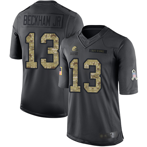 Nike Browns #13 Odell Beckham Jr Black Youth Stitched NFL Limited 2016 Salute to Service Jersey