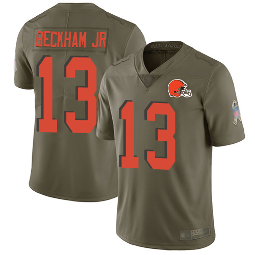 Nike Browns #13 Odell Beckham Jr Olive Youth Stitched NFL Limited 2017 Salute to Service Jersey