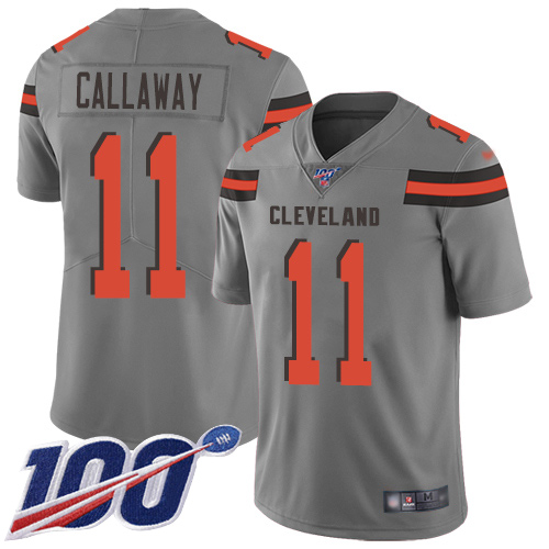 Browns #11 Antonio Callaway Gray Youth Stitched Football Limited Inverted Legend 100th Season Jersey