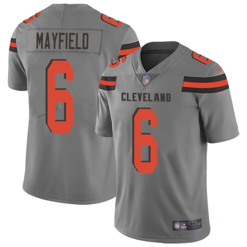 Browns #6 Baker Mayfield Gray Youth Stitched Football Limited Inverted Legend Jersey