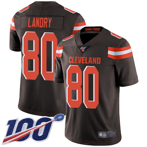 Browns #80 Jarvis Landry Brown Team Color Youth Stitched Football 100th Season Vapor Limited Jersey