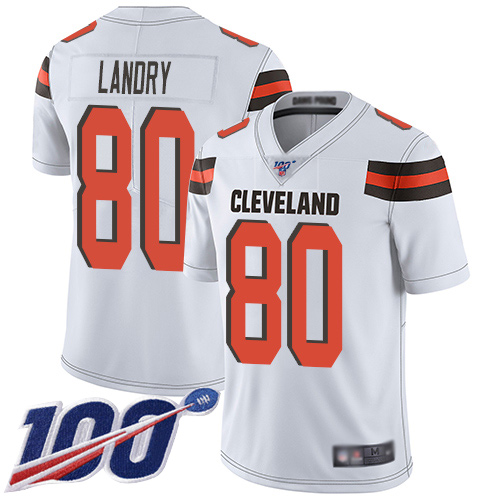 Browns #80 Jarvis Landry White Youth Stitched Football 100th Season Vapor Limited Jersey