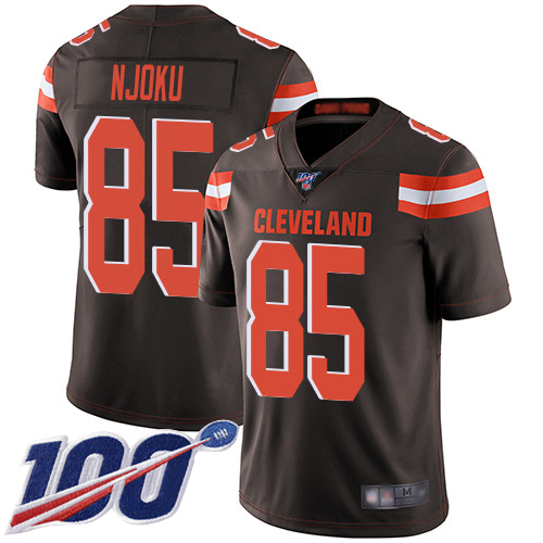 Browns #85 David Njoku Brown Team Color Youth Stitched Football 100th Season Vapor Limited Jersey