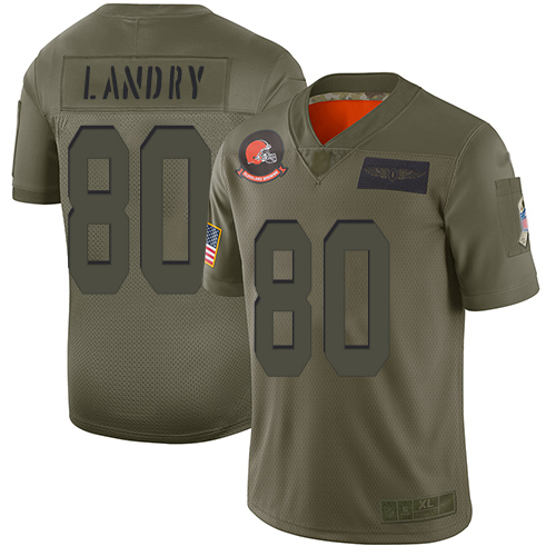 Browns #80 Jarvis Landry Camo Youth Stitched Football Limited 2019 Salute to Service Jersey