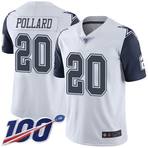Cowboys #20 Tony Pollard White Youth Stitched Football Limited Rush 100th Season Jersey