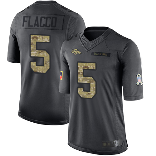 Broncos #5 Joe Flacco Black Youth Stitched Football Limited 2016 Salute to Service Jersey