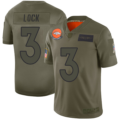 Broncos #3 Drew Lock Camo Youth Stitched Football Limited 2019 Salute to Service Jersey