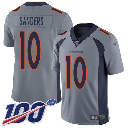 Broncos #10 Emmanuel Sanders Gray Youth Stitched Football Limited Inverted Legend 100th Season Jersey