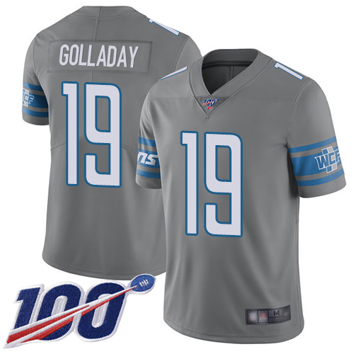 Lions #19 Kenny Golladay Gray Youth Stitched Football Limited Rush 100th Season Jersey