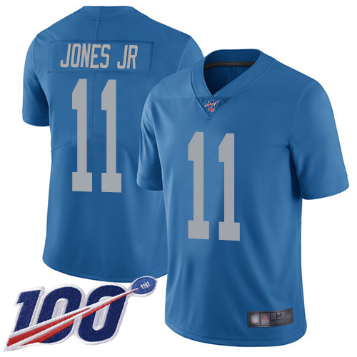 Lions #11 Marvin Jones Jr Blue Throwback Youth Stitched Football 100th Season Vapor Limited Jersey