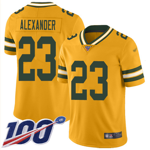 Packers #23 Jaire Alexander Gold Youth Stitched Football Limited Inverted Legend 100th Season Jersey