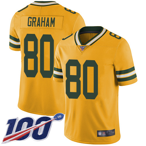 Packers #80 Jimmy Graham Yellow Youth Stitched Football Limited Rush 100th Season Jersey