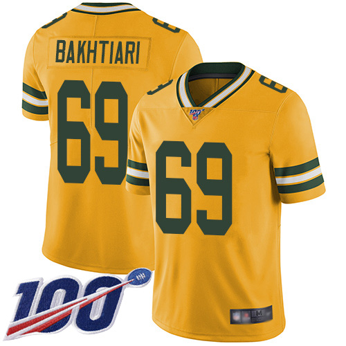 Packers #69 David Bakhtiari Yellow Youth Stitched Football Limited Rush 100th Season Jersey