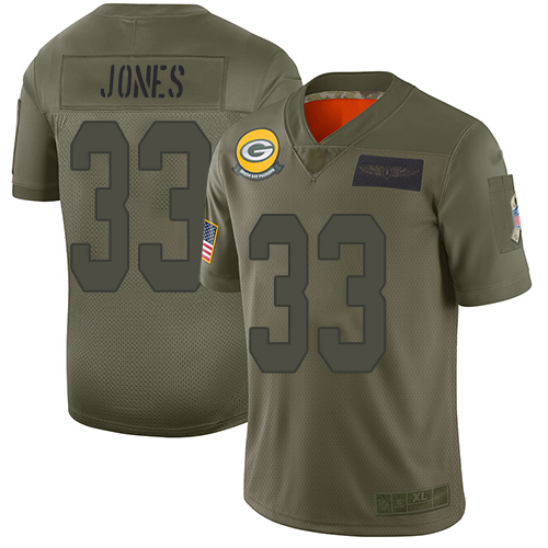 Packers #33 Aaron Jones Camo Youth Stitched Football Limited 2019 Salute to Service Jersey