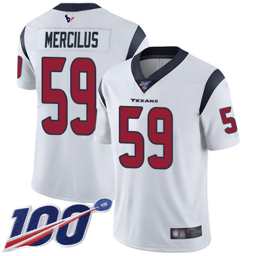 Texans #59 Whitney Mercilus White Youth Stitched Football 100th Season Vapor Limited Jersey