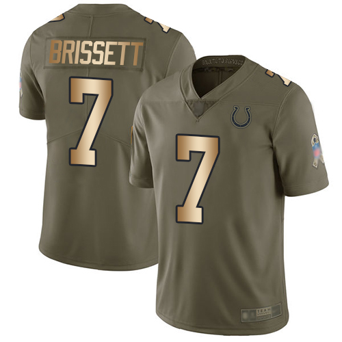 Colts #7 Jacoby Brissett Olive/Gold Youth Stitched Football Limited 2017 Salute to Service Jersey