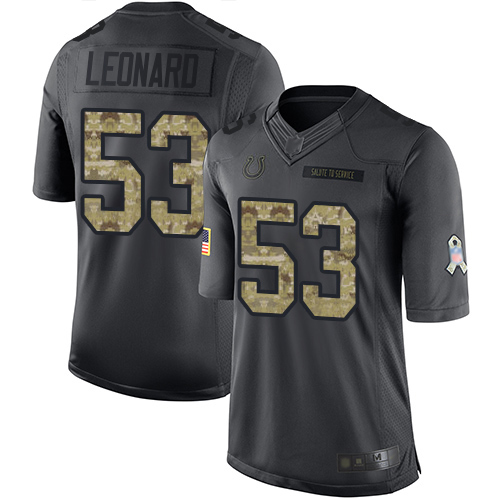 Colts #53 Darius Leonard Black Youth Stitched Football Limited 2016 Salute to Service Jersey