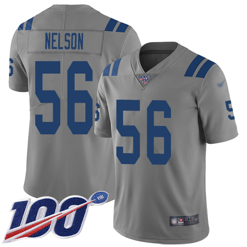 Colts #56 Quenton Nelson Gray Youth Stitched Football Limited Inverted Legend 100th Season Jersey