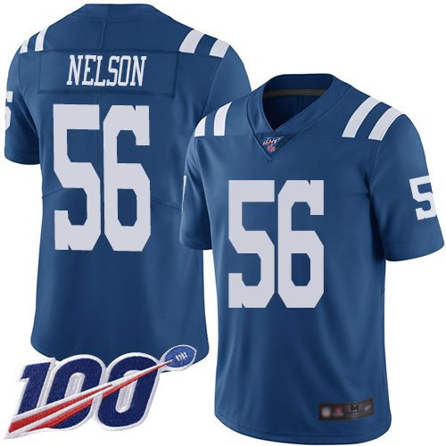 Colts #56 Quenton Nelson Royal Blue Youth Stitched Football Limited Rush 100th Season Jersey