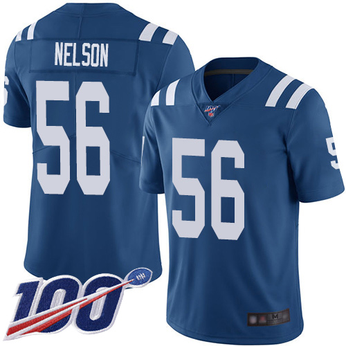 Colts #56 Quenton Nelson Royal Blue Team Color Youth Stitched Football 100th Season Vapor Limited Jersey