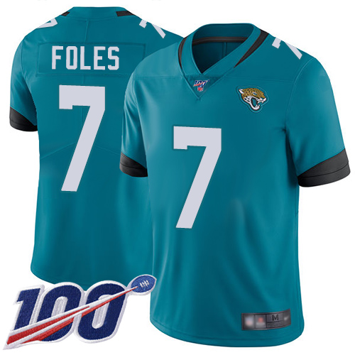 Jaguars #7 Nick Foles Teal Green Alternate Youth Stitched Football 100th Season Vapor Limited Jersey