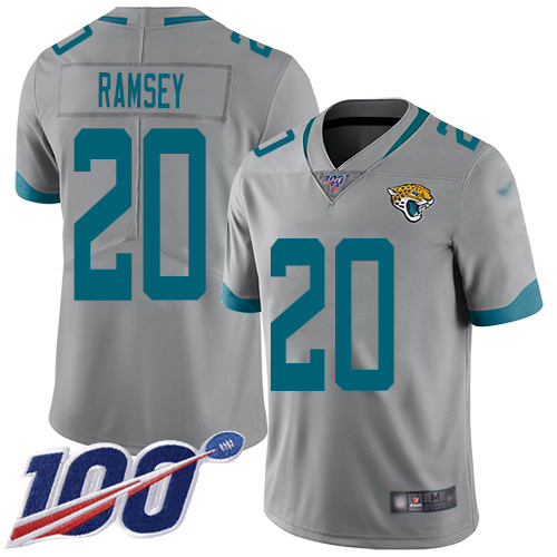 Jaguars #20 Jalen Ramsey Silver Youth Stitched Football Limited Inverted Legend 100th Season Jersey
