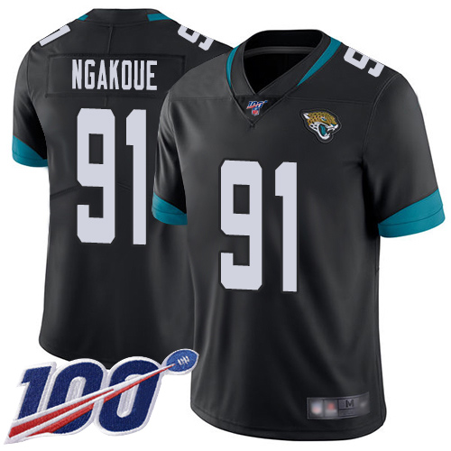 Jaguars #91 Yannick Ngakoue Black Team Color Youth Stitched Football 100th Season Vapor Limited Jersey