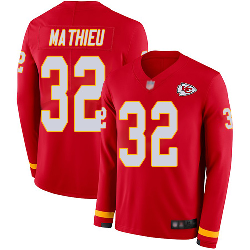 Nike Chiefs #32 Tyrann Mathieu Red Team Color Youth Stitched NFL Limited Therma Long Sleeve Jersey