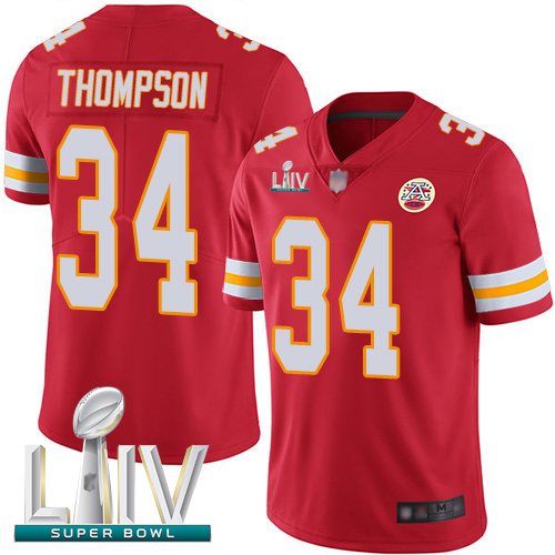 Chiefs #34 Darwin Thompson Red Team Color Super Bowl LIV Bound Youth Stitched Football Vapor Untouchable Limited Jersey