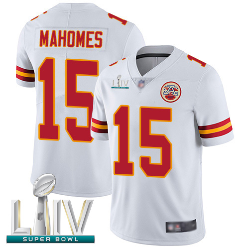 Chiefs #15 Patrick Mahomes White Super Bowl LIV Bound Youth Stitched Football Vapor Untouchable Limited Jersey