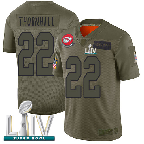Chiefs #22 Juan Thornhill Camo Super Bowl LIV Bound Youth Stitched Football Limited 2019 Salute to Service Jersey