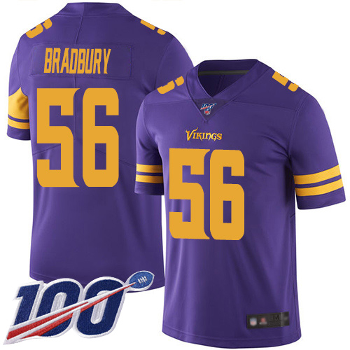 Vikings #56 Garrett Bradbury Purple Youth Stitched Football Limited Rush 100th Season Jersey