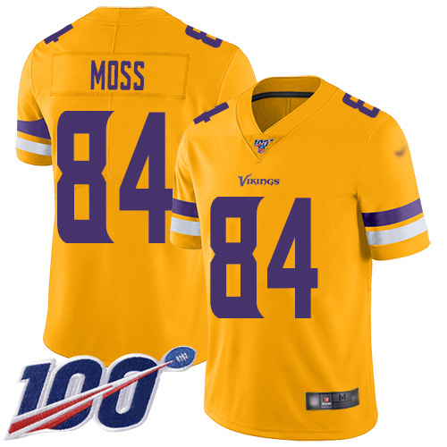 Vikings #84 Randy Moss Gold Youth Stitched Football Limited Inverted Legend 100th Season Jersey