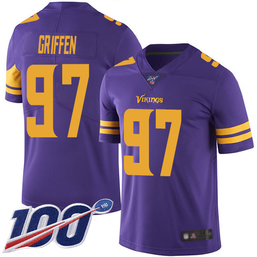 Vikings #97 Everson Griffen Purple Youth Stitched Football Limited Rush 100th Season Jersey